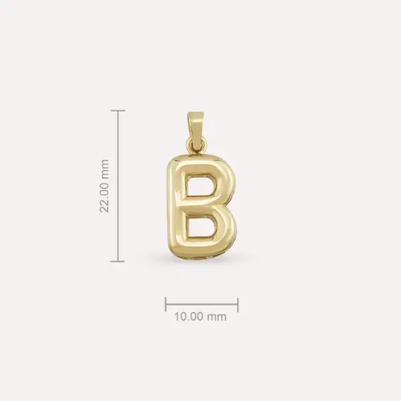 Balloon B Letter Yellow Gold Pendant/Charm - 4