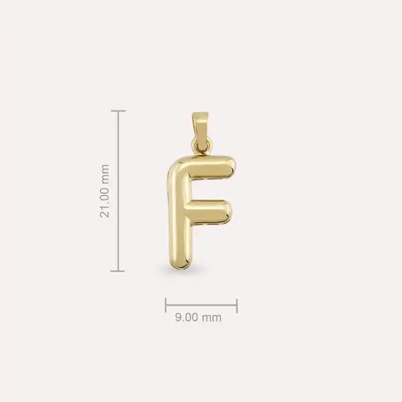 Balloon F Letter Yellow Gold Pendant/Charm - 3