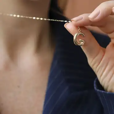 Balloon G Letter Yellow Gold Pendant/Charm - Nev Jewellery (1)