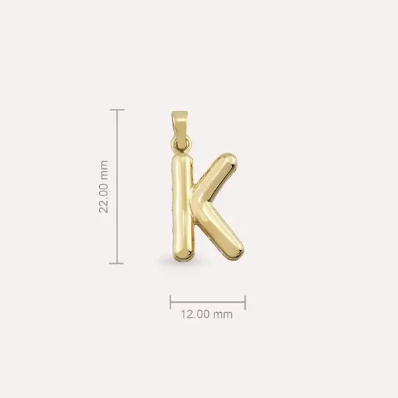 Balloon K Letter Yellow Gold Pendant/Charm - 3