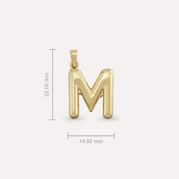 Balloon M Letter Yellow Gold Pendant/Charm - 3