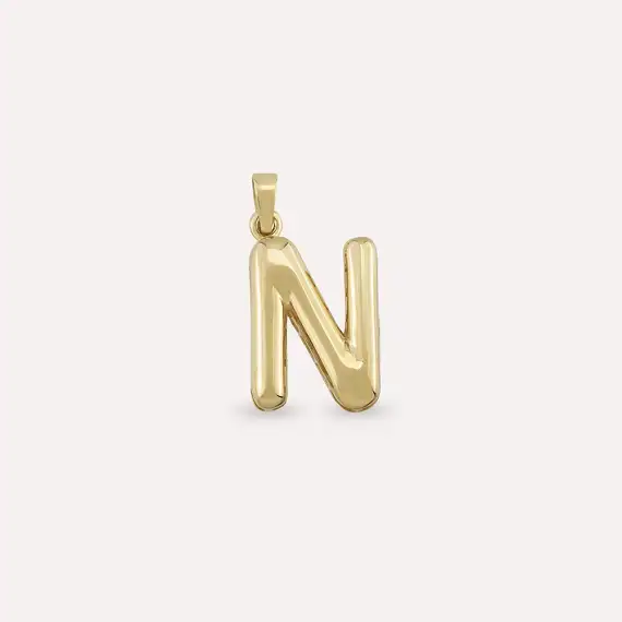 Balloon N Letter Yellow Gold Pendant/Charm - 1