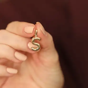 Balloon S Letter Yellow Gold Pendant/Charm - (1)