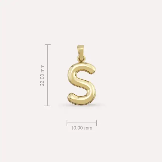 Balloon S Letter Yellow Gold Pendant/Charm - 3