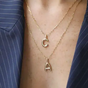 Balon A Harf Sarı Altın Kolye Ucu - Nev Jewellery (1)