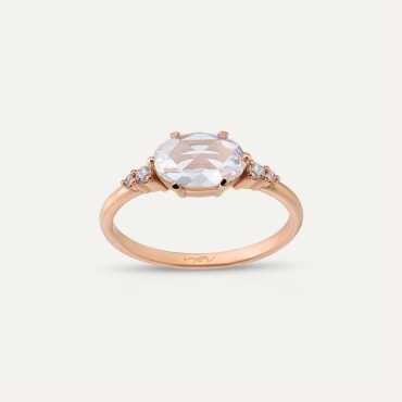 Barbara 0.88 CT Diamond and Rose Cut Diamond Ring - Nev Jewellery