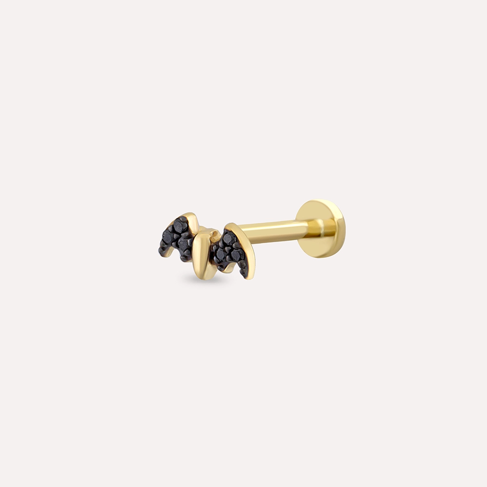 Bat Black Diamond Yellow Gold Piercing - 2