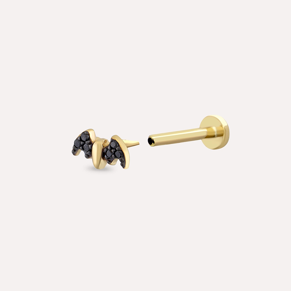 Bat Black Diamond Yellow Gold Piercing - 3