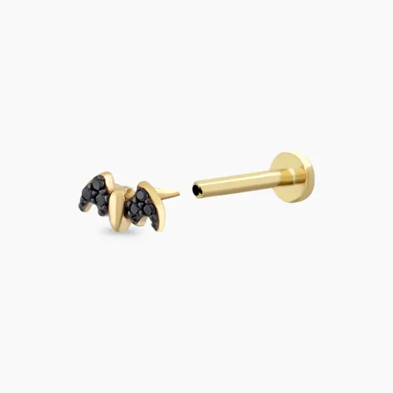 Bat Black Diamond Yellow Gold Piercing - 3