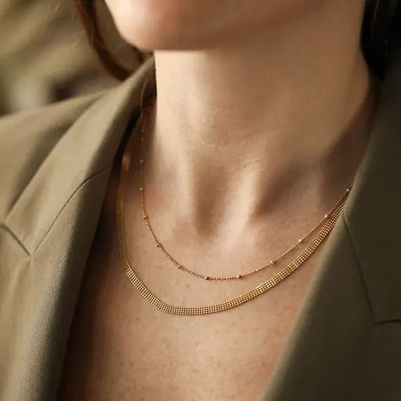 Beads Yellow Gold Italian Necklace - 3