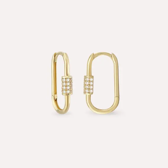 Beam Yellow Gold Hoop Earring - 1