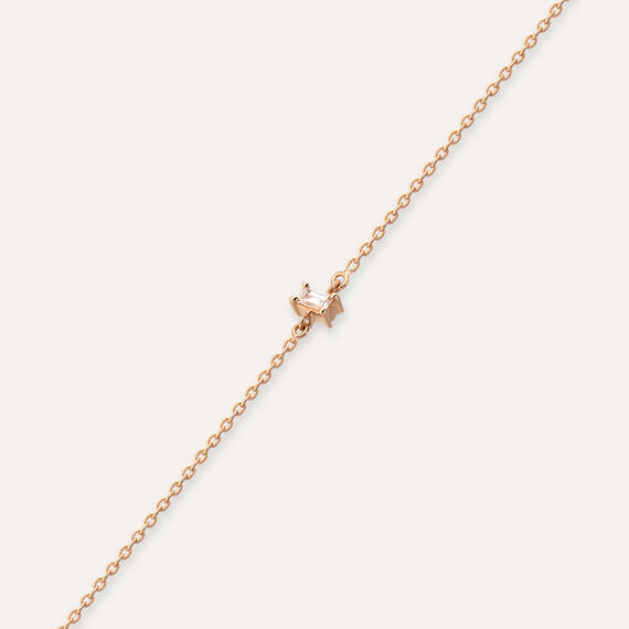 Becca 0.04 CT Baget Kesim Pırlanta Taşlı Rose Altın Bileklik - 5