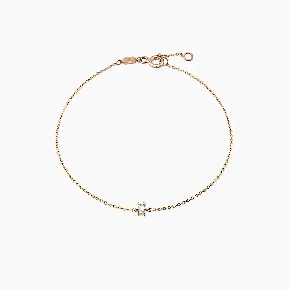 Becca 0.04 CT Baget Kesim Pırlanta Taşlı Rose Altın Bileklik - 1