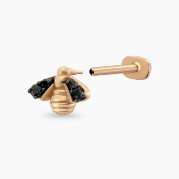 Bee Black Diamond Rose Gold Piercing - 4