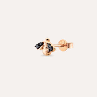 Bee Black Diamond Rose Gold Single Earring - Nev Jewellery (1)
