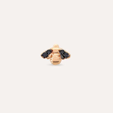Bee Black Diamond Rose Gold Single Earring - Nev Jewellery