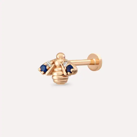 Bee Blue Sapphire and Diamond Rose Gold Piercing - 1