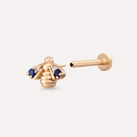 Bee Blue Sapphire and Diamond Rose Gold Piercing - 5