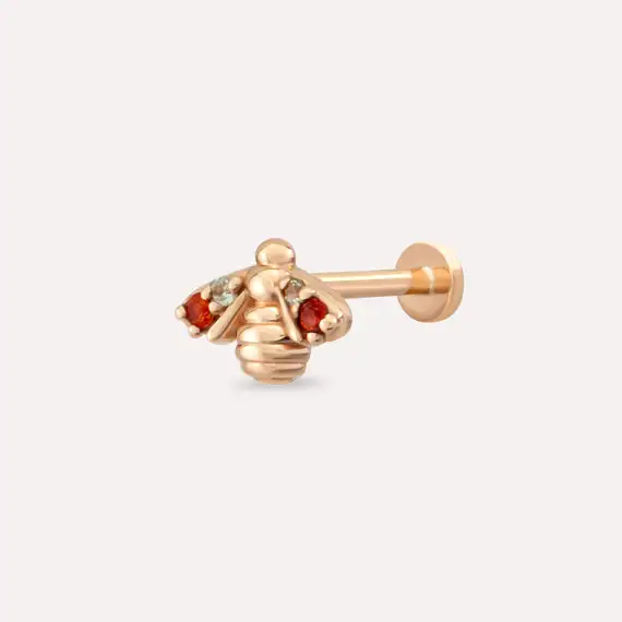 Bee Multicolor Sapphire Rose Gold Piercing - 1