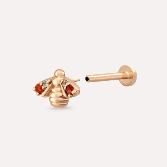 Bee Multicolor Sapphire Rose Gold Piercing - 4