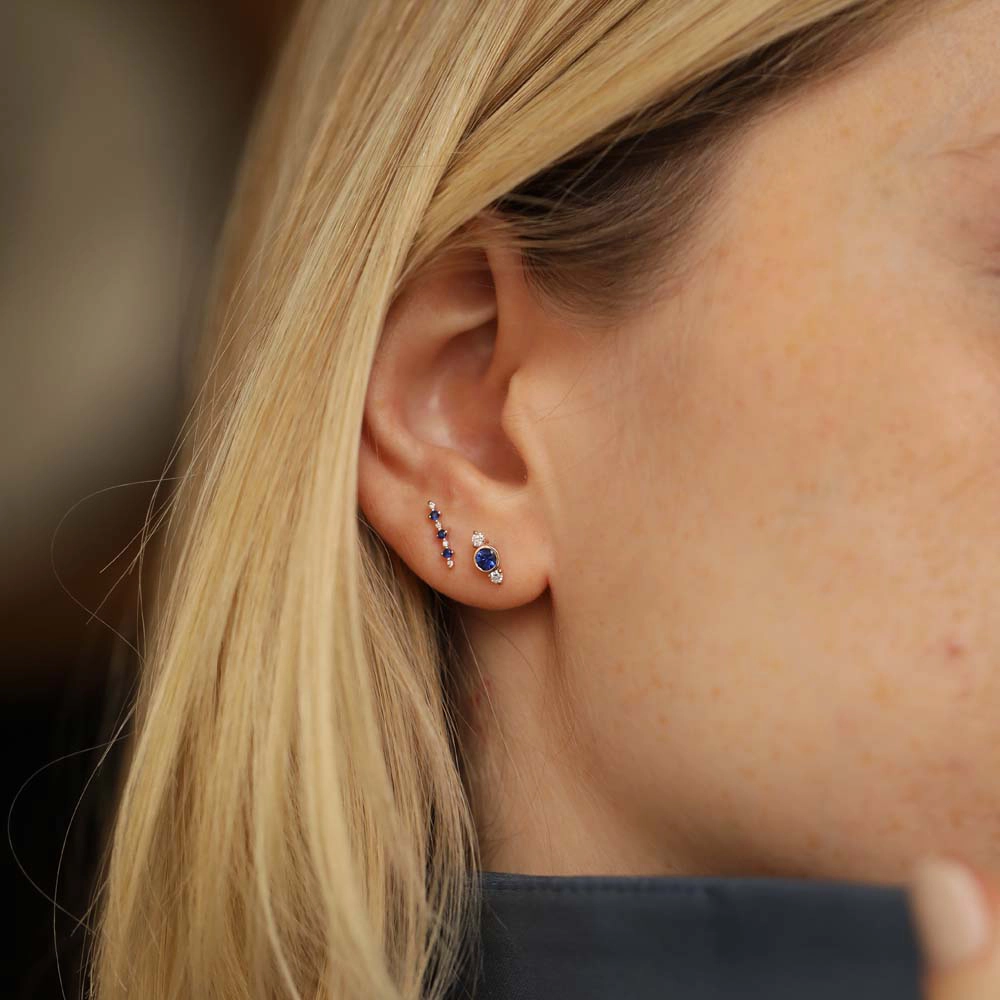 Beeline Sapphire and Diamond Rose Gold Single Earring - Nev Jewellery (1)