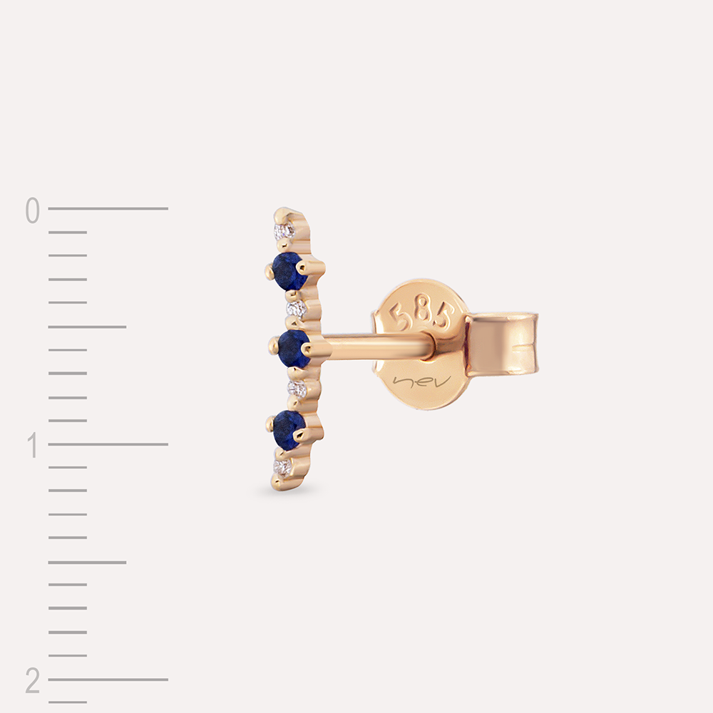 Beeline Sapphire and Diamond Rose Gold Single Earring - 3