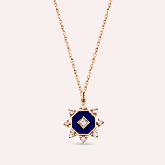 Belatrix 0.20 CT Diamond and Navy Blue Enamel Pendant - 1