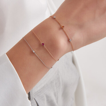 Bella 0.04 CT Baget Kesim Pırlanta Taşlı Beyaz Altın Bileklik - Nev Jewellery (1)