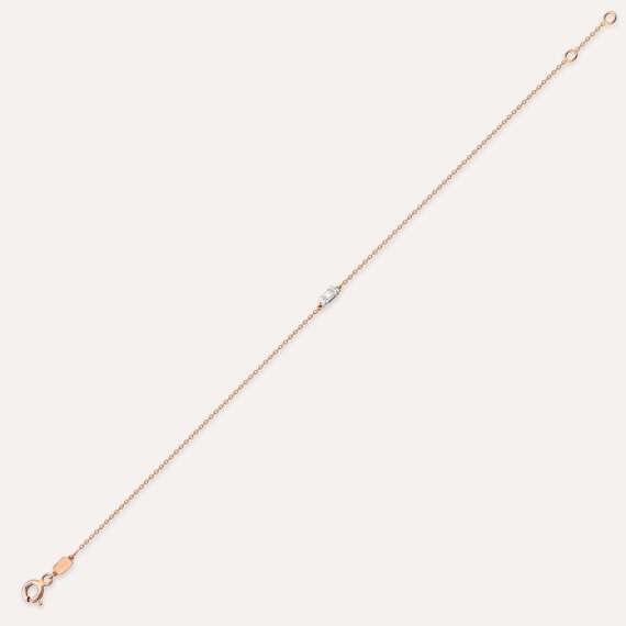 Bella 0.04 CT Baget Kesim Pırlanta Taşlı Rose Altın Bileklik - 4