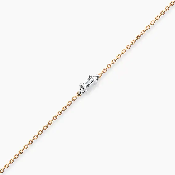 Bella 0.04 CT Baget Kesim Pırlanta Taşlı Rose Altın Bileklik - 4