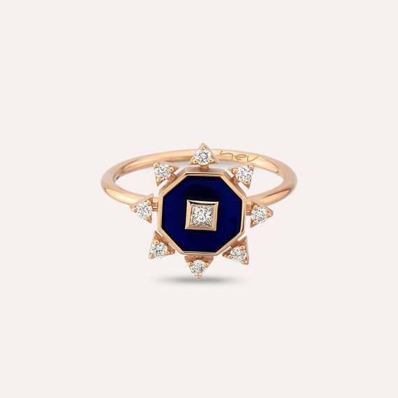 Bellatrix 0.25 CT Diamond and Navy Blue Enamel Ring - 5