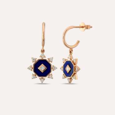 Bellatrix 0.39 CT Diamond and Navy Blue Enamel Earring - Nev Jewellery