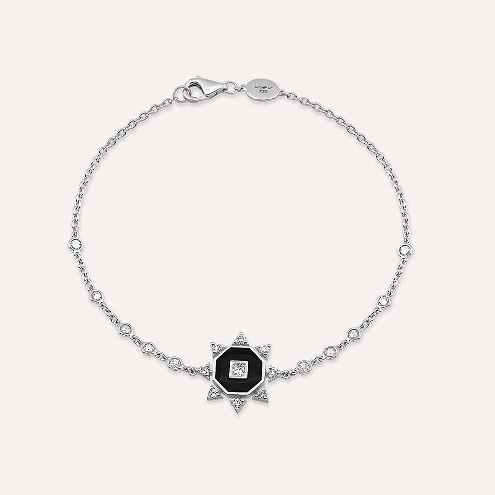 Bellatrix Rose Cut Diamond and Diamond White Gold Bracelet - 1