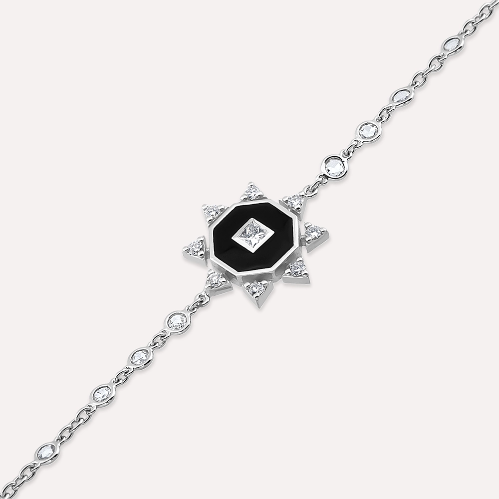 Bellatrix Rose Cut Diamond and Diamond White Gold Bracelet - 2