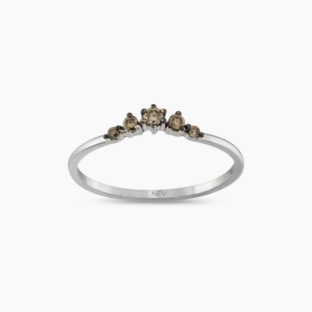 Beloved Brown Pırlanta Taşlı Beyaz Altın Yüzük - Nev Jewellery (1)