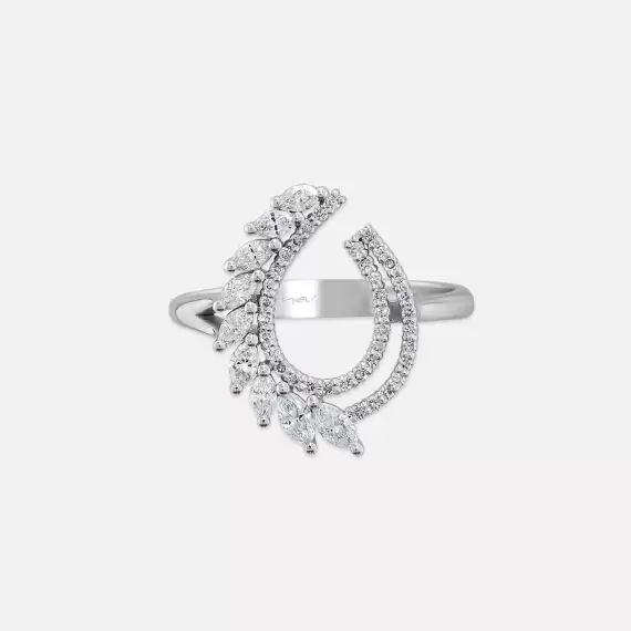 Benin Mini 0.52 CT Marquise Cut Diamond White Gold Ring - 3