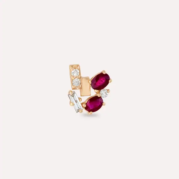 Berry Ruby and Diamond Rose Gold Piercing - 3