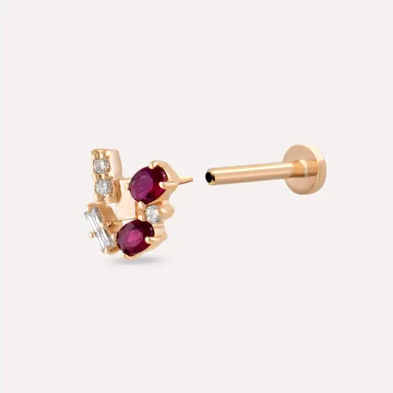 Berry Ruby and Diamond Rose Gold Piercing - 4