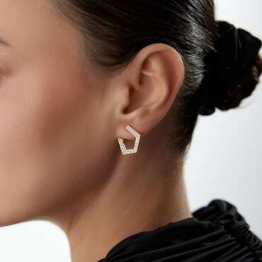 Beşgen Taşlı Küpe - NEV JEWELLERY