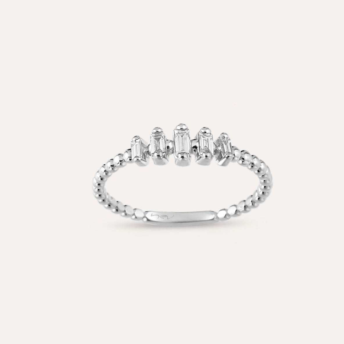 Bice 0.20 CT Baget Kesim Pırlanta Taşlı Beyaz Altın Yüzük - Nev Jewellery (1)