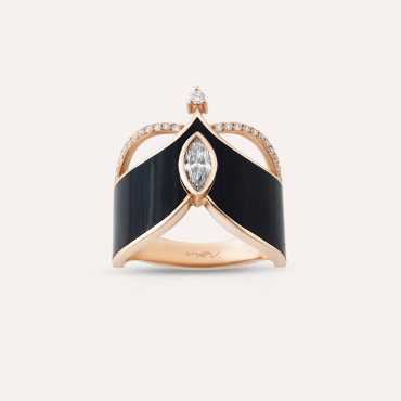 Black Alfa 0.37 CT Diamond and Black Enamel Ring - Nev Jewellery