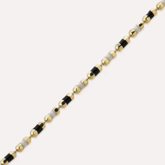 Black and White Enamel Yellow Gold Golf Bracelet - 3