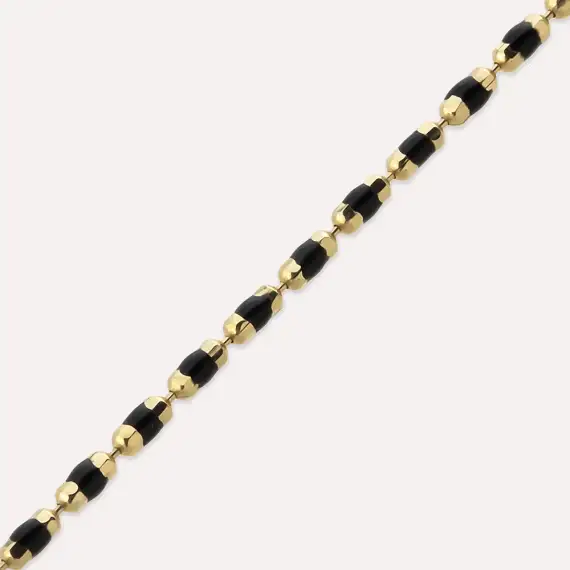 Black Enamel Yellow Gold Golf Bracelet - 3