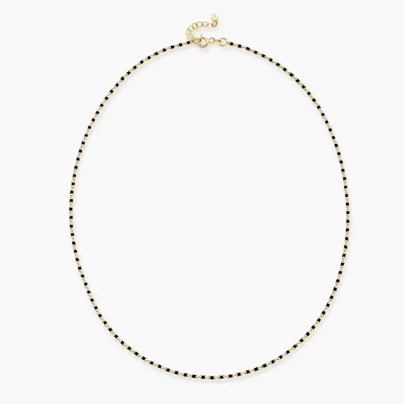 Black Enamel Yellow Gold Golf Necklace - 1