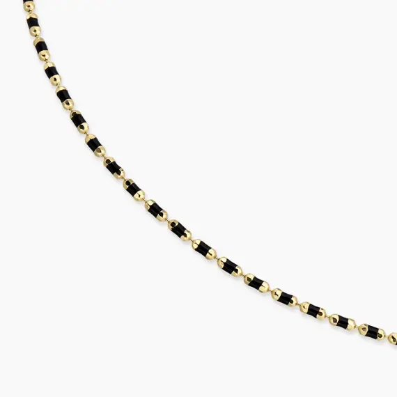 Black Enamel Yellow Gold Golf Necklace - 2