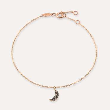 Black Moon 0.11 CT Black Diamond Rose Gold Anklet - Nev Jewellery