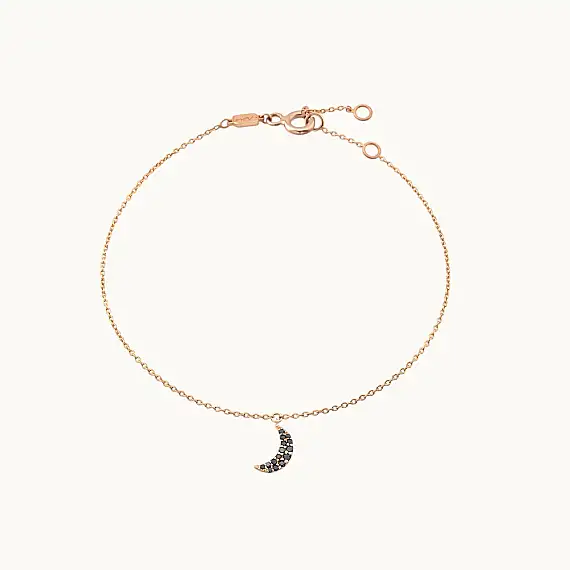 Black Moon Siyah Pırlanta Taşlı Rose Altın Halhal - 1