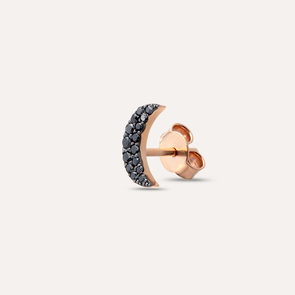 Black Moon 0.11 CT Siyah Pırlanta Taşlı Tek Küpe - Nev Jewellery (1)