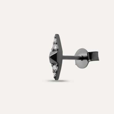 Black Spike 0.03 CT Pırlanta Taşlı Tek Küpe - Nev Jewellery (1)