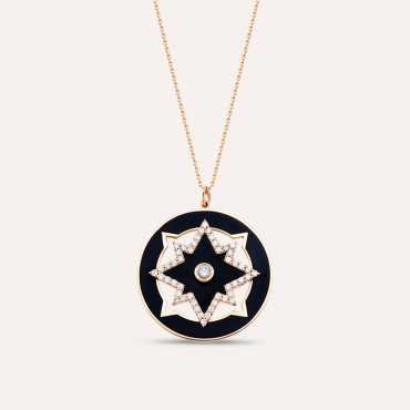 Blackstar 0.44 CT Diamond and Black Enamel Pendant - Nev Jewellery